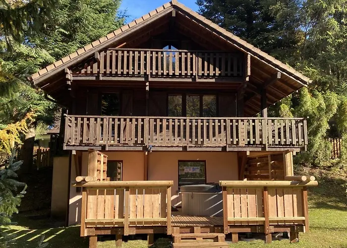 シャレー Le Grizzly En Bois Avec Jacuzzi *