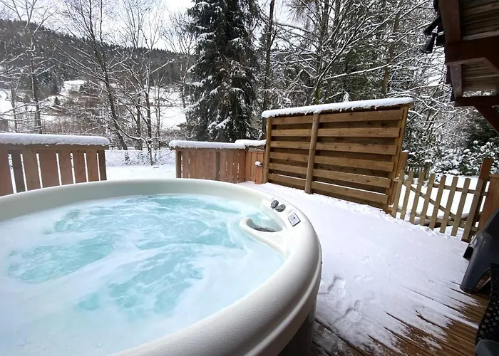 シャレー Le Grizzly En Bois Avec Jacuzzi